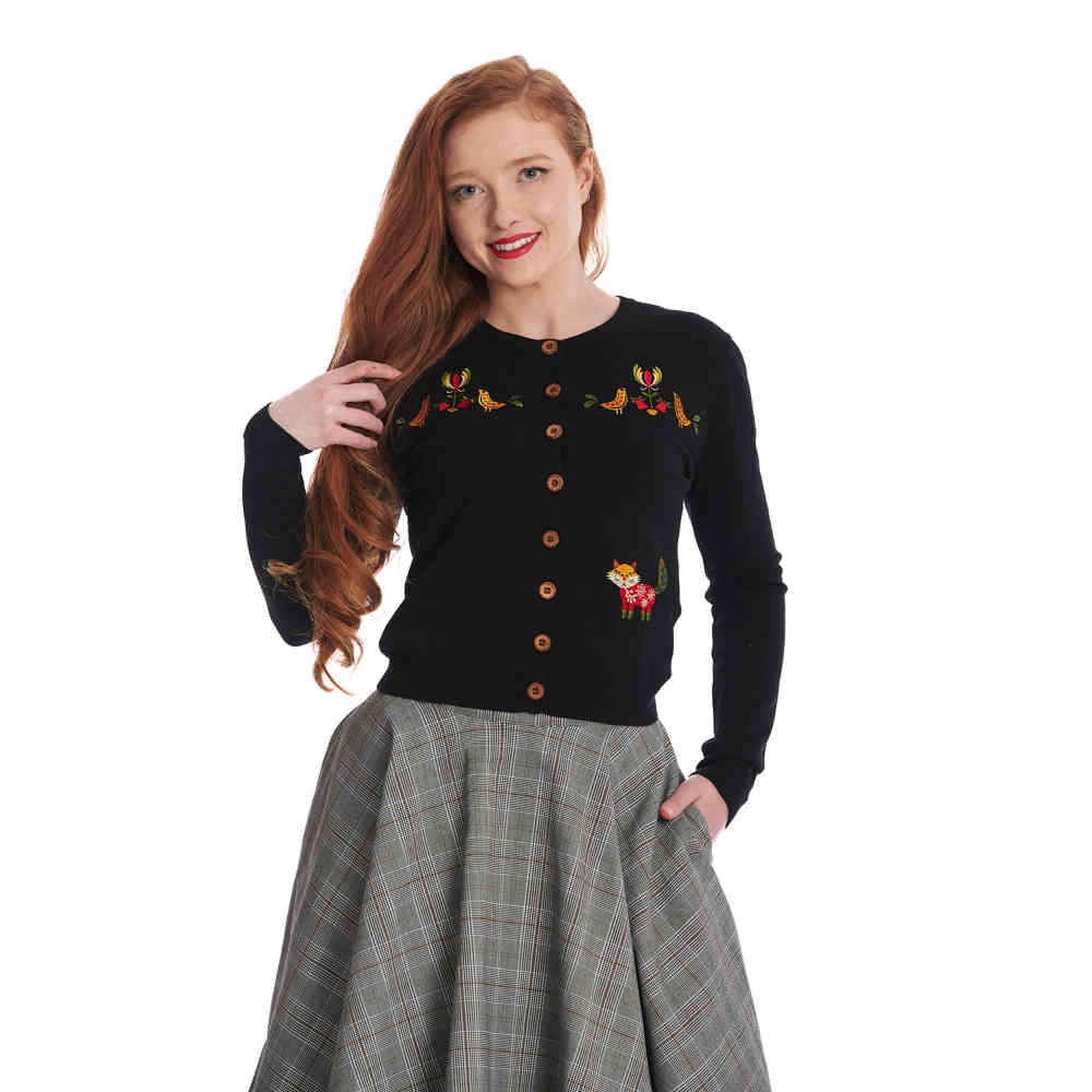 Banned - Scandi Fox Cardigan - Zwart